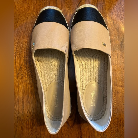 Michael Kors Shoes - Michael Kors Pink & Black Leather Kendrick Toe Cap Espadrilles Slip On S…